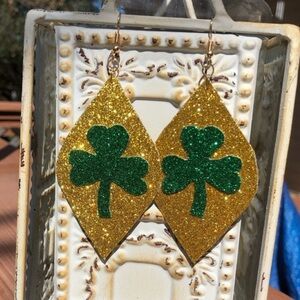 Clover Faux Leather Earrings